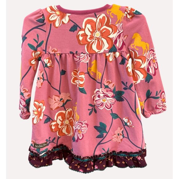 Matilda Jane Girls Pink Floral Unicorn Dress 12-18M Cotton Blend Fallcore Velvet - Picture 3 of 5